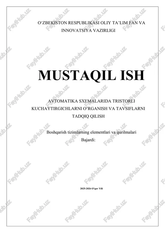 tristorli kuchaytirgichlarning asosiy ishlash prinsiplari — DOCX