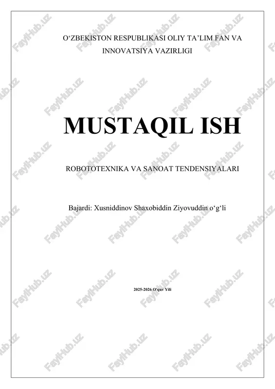 robototexnika va sanoat tendensiyalari — DOCX