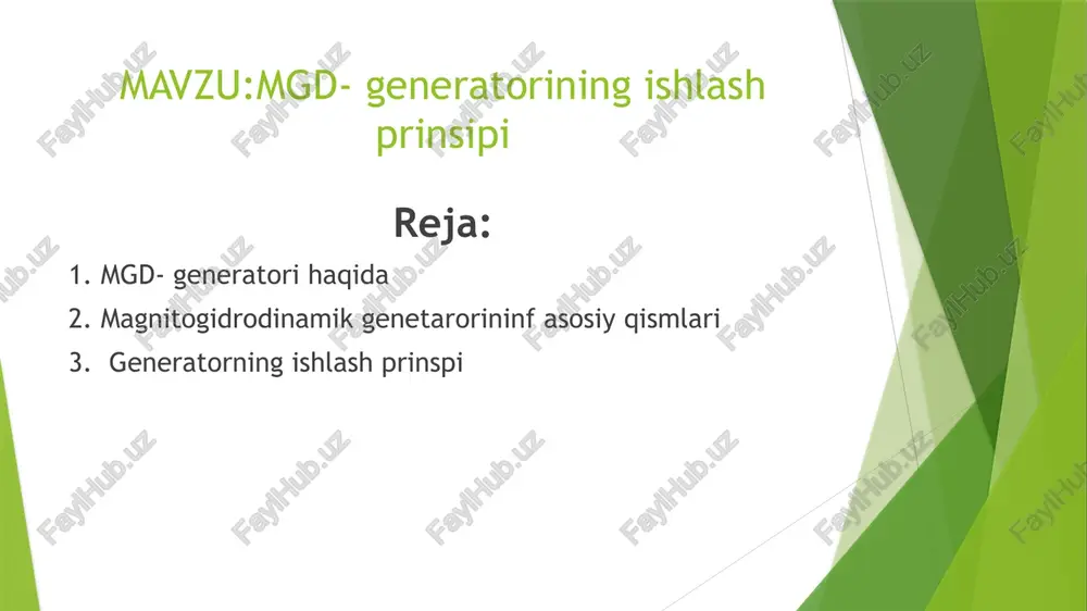 mgd-generatorining ishlash prinsipi — PPTX