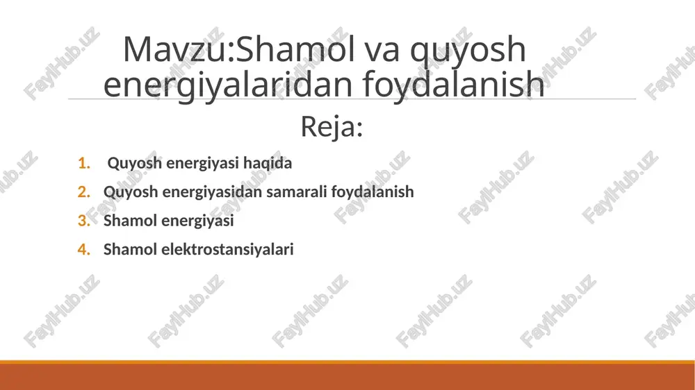 shamol va quyosh energiyalaridan foydalanish — PPTX