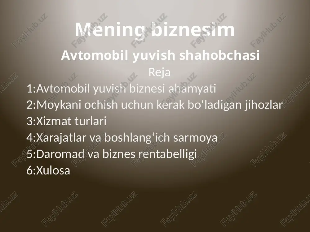 avtomobilyuvish shahobchasi — PPTX