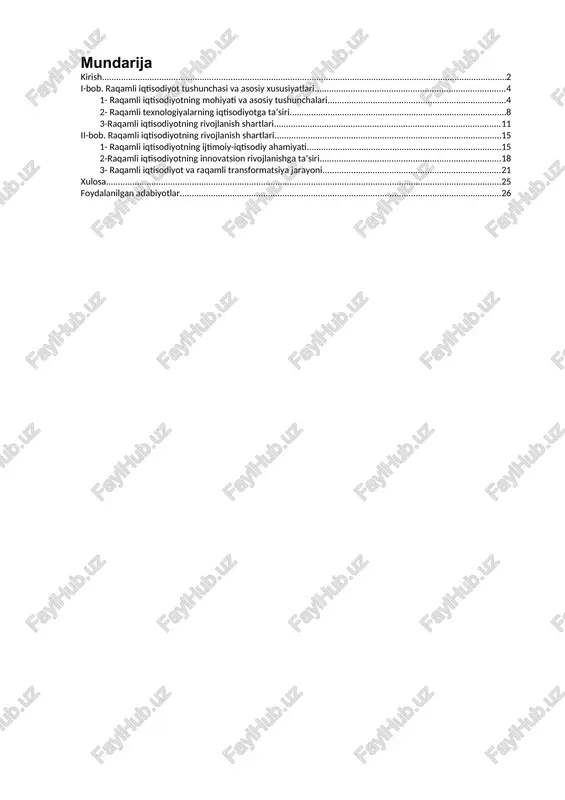 raqamli iqtisodiyot — DOCX