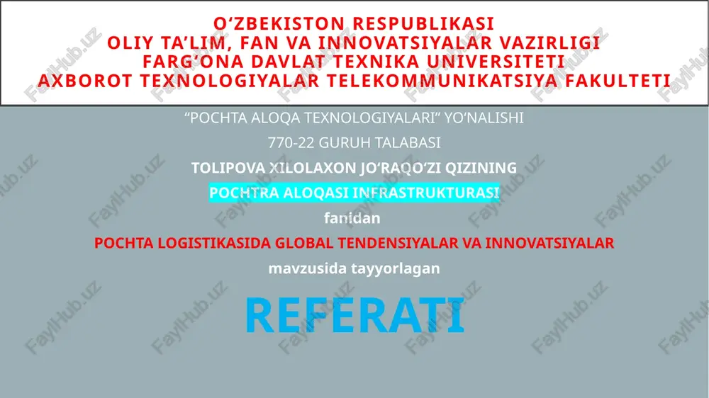 pochta logistikasi — PPTX