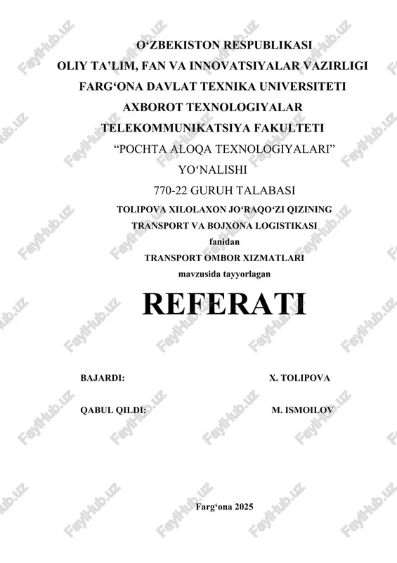 transport ombor xizmatlari — DOCX