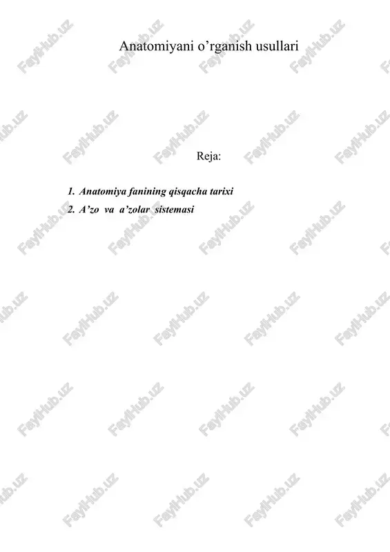anatomiyani o’rganish usullari — DOC