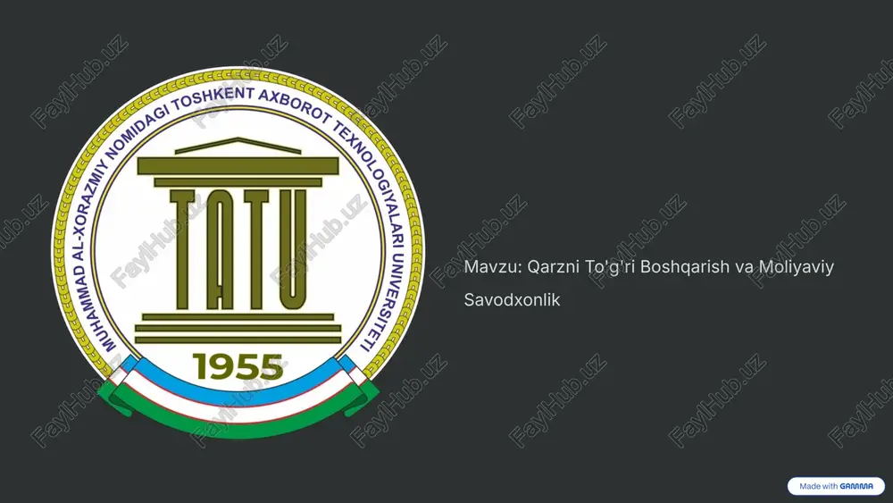 qarzni to'g'ri boshqarish va moliyaviy savodxonlik — PPTX