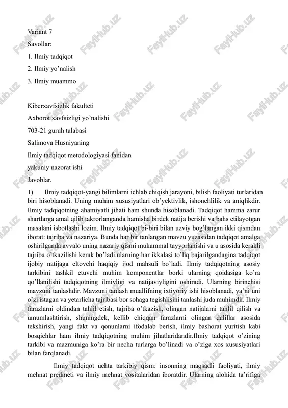 ilmiy tadqiqot metodologiyasi — DOCX