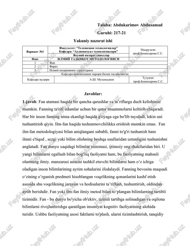 ilmiy tadqiqot metodologiyasi — DOCX
