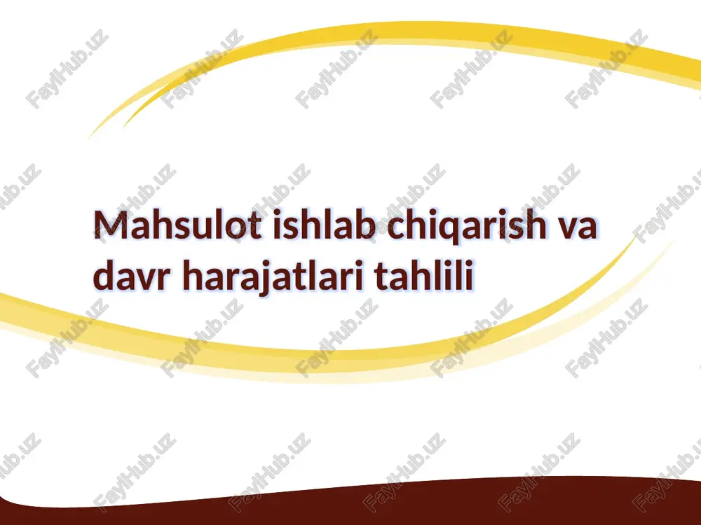 mahsulot ishlab chiqarish va darajatlarini tahlil qilish — PPTX