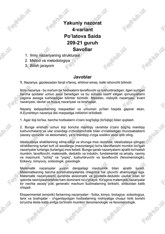 ilmiy nazariya — DOCX