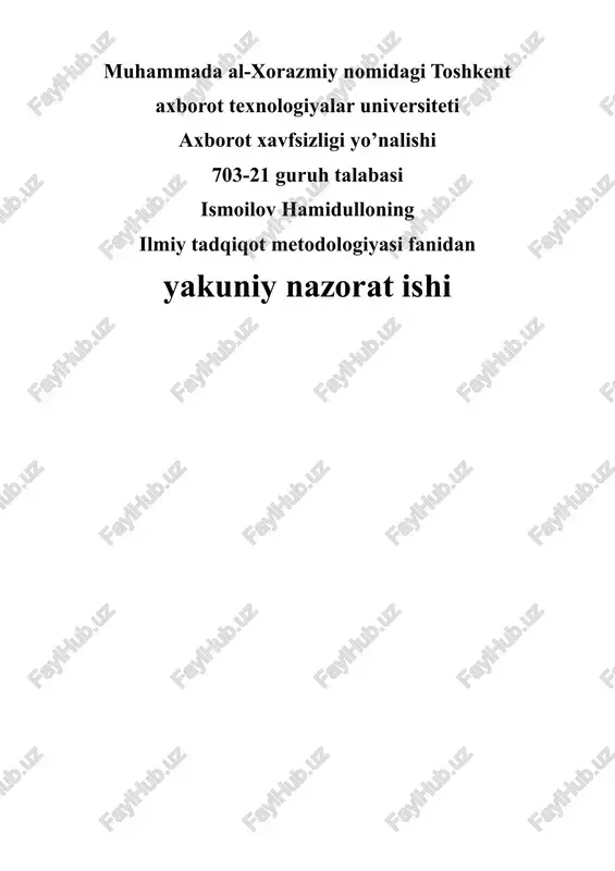 ilmiy tadqiqot metodologiyasi — DOCX