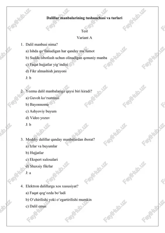 dalillar manbalarining tushunchasi va turlari — DOCX