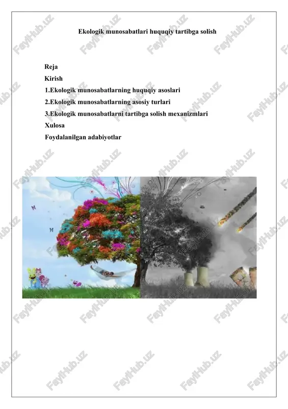 ekologik munosabatlari huquqiy tartibga solish — DOCX