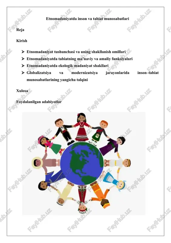 etnomadaniyatda inson va tabiat munosabatlari — DOCX