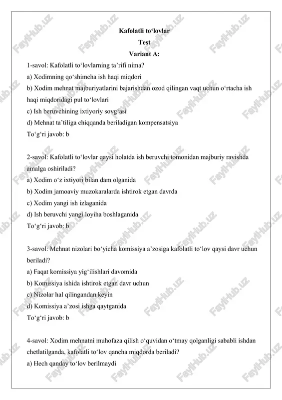 kafolatli to‘lovlar — DOCX