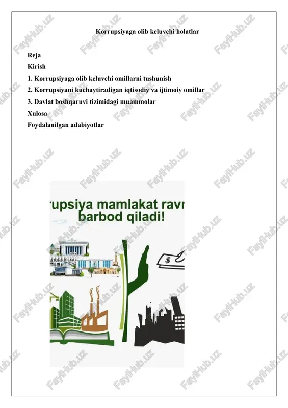 korrupsiyaga olib keluvchi holatlar — DOCX