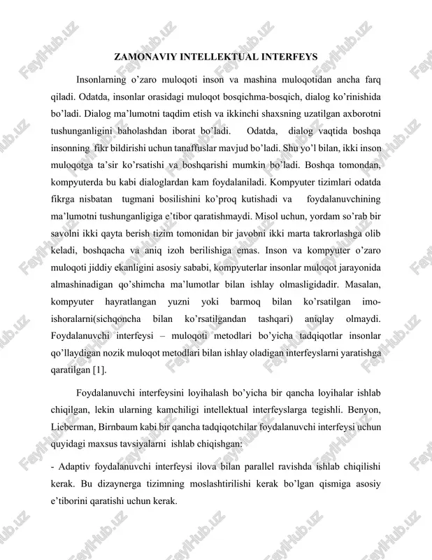 zamonaviy intellektual interfeys — DOCX