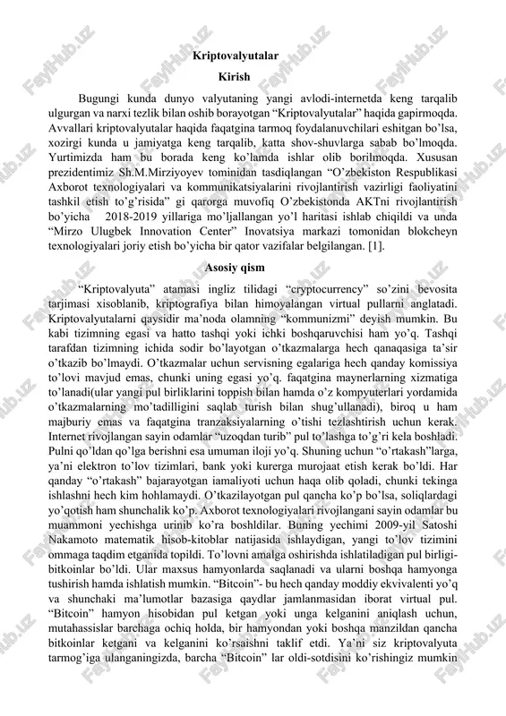 kriptovalyutalar — DOCX
