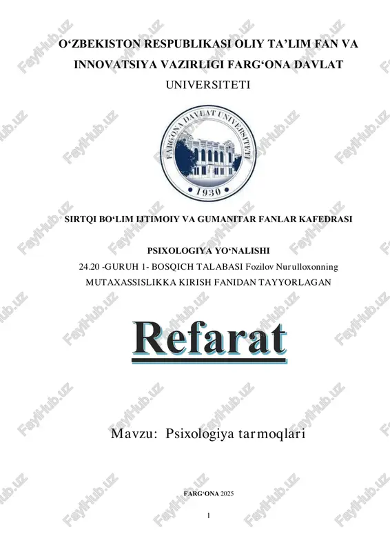 psixologiya tarmoqlari — PDF