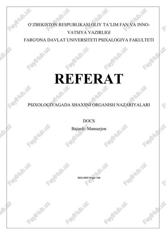 shaxsni organish nazariyalari — DOCX