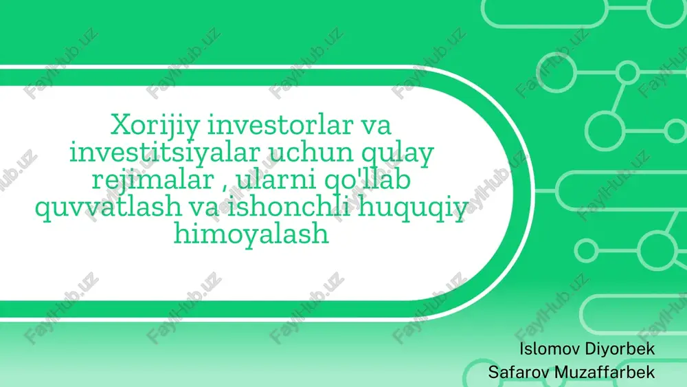 investitsiya siyosatining afzalliklari — PPTX