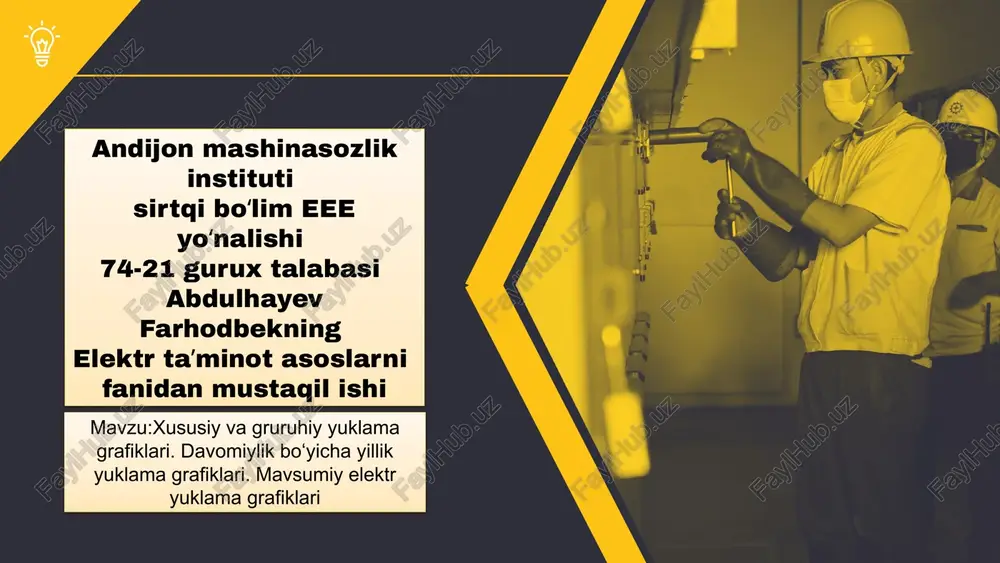 xususiy va gruruhiy yuklama grafiklari — PPTX