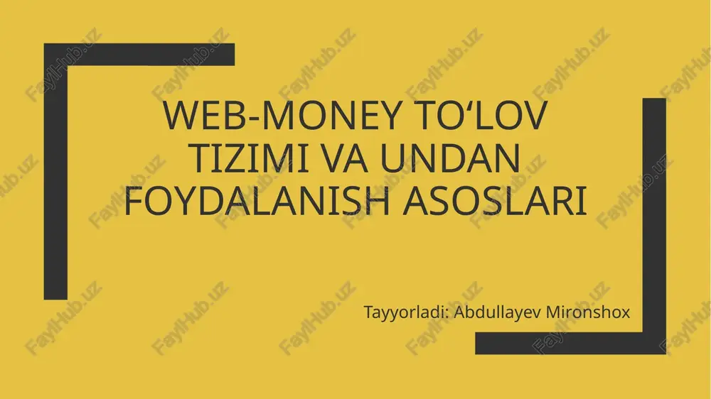 web-money toʻlov tizimi va undan foydalanish asoslari — PPTX