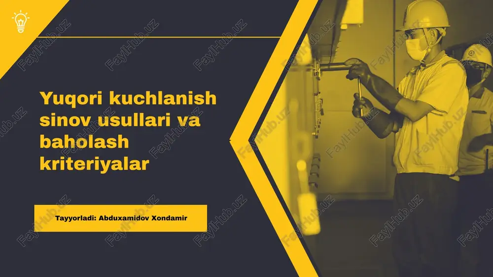 yuqori kuchlanish sinovlari — PPTX