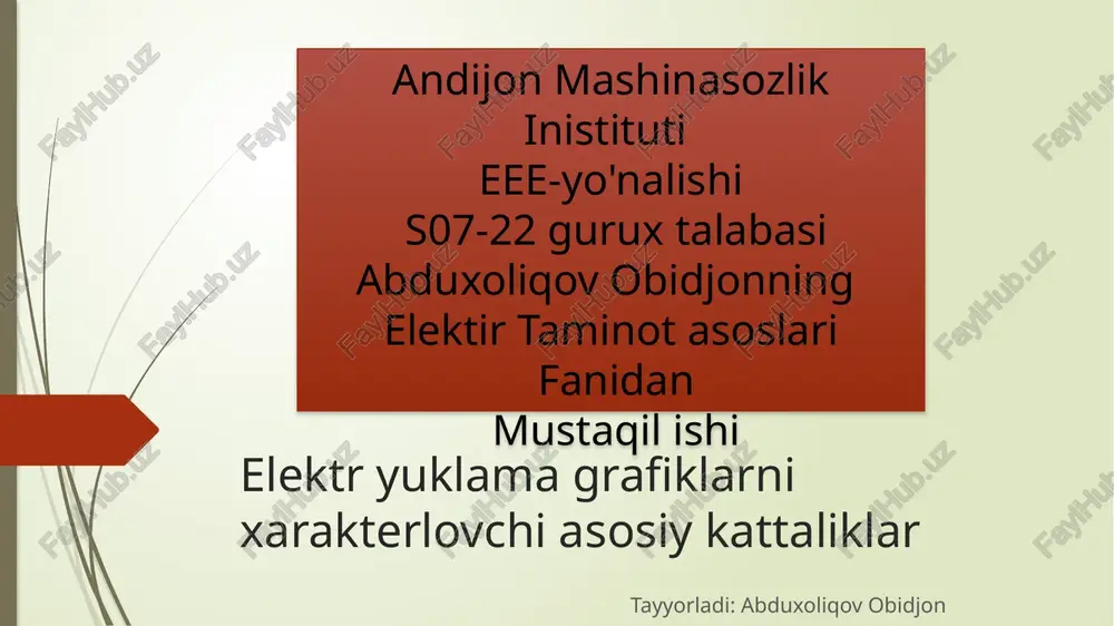 elektr yuklama grafiklari — PPTX