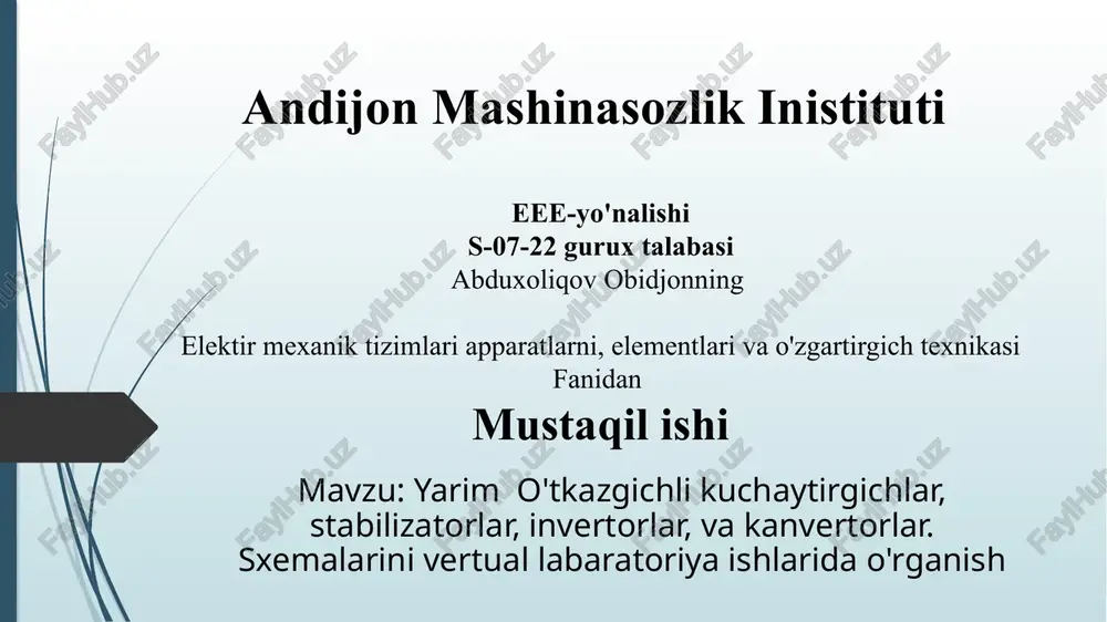 yarim o'tkazgichli kuchaytirgichlar — PPTX