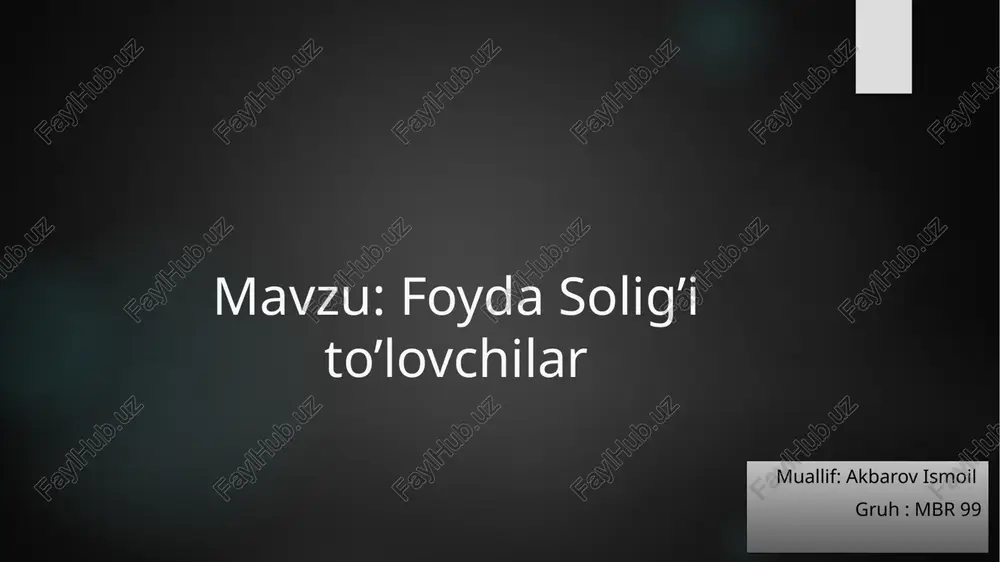 foyda solig’i — PPTX