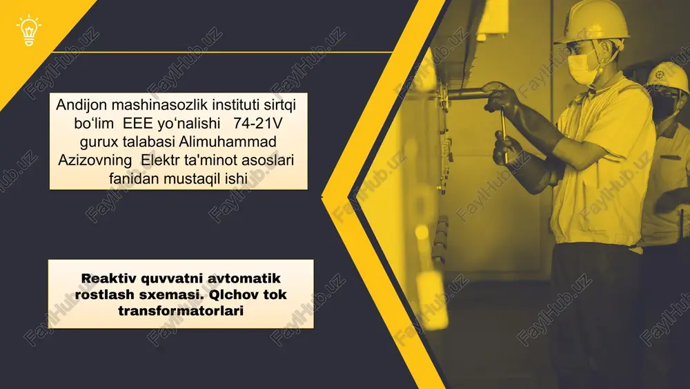 reaktiv quvvatni avtomatik rostlash sxemasi — PPTX
