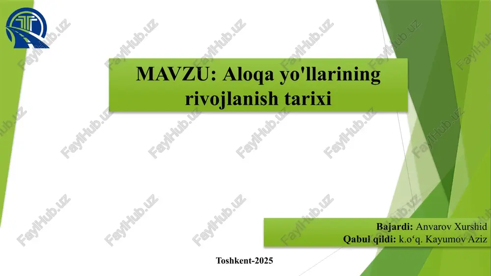 aloqayo'llarining rivojlanishi tarixi — PPTX