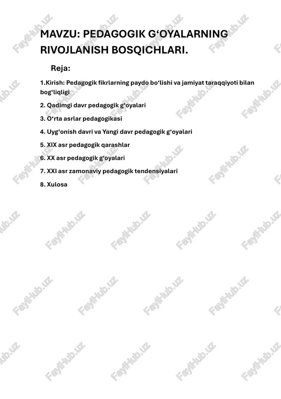 pedagogik g‘oyalarning rivojlanish bosqichlari — PDF