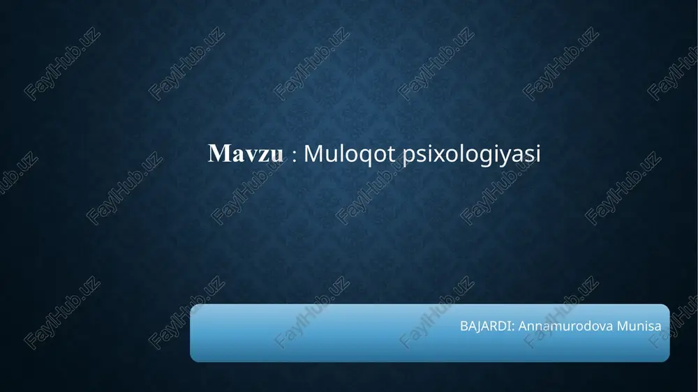 muloqot psixologiyasi — PPTX