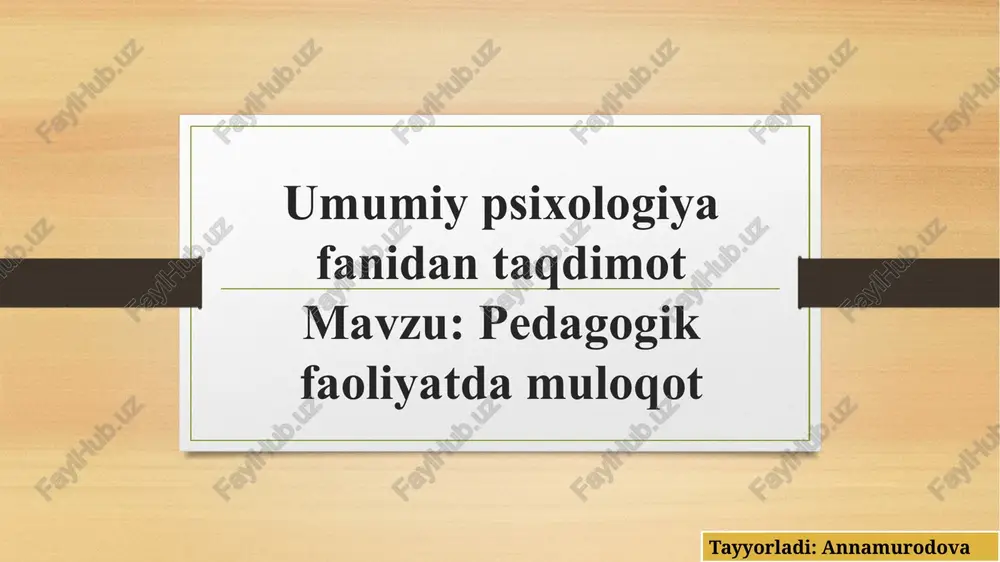 umumiy psixologiya fanidan taqdimot — PPTX