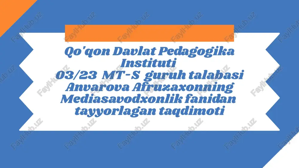 mediasavodxonlik fanidan ta'lim — PPTX
