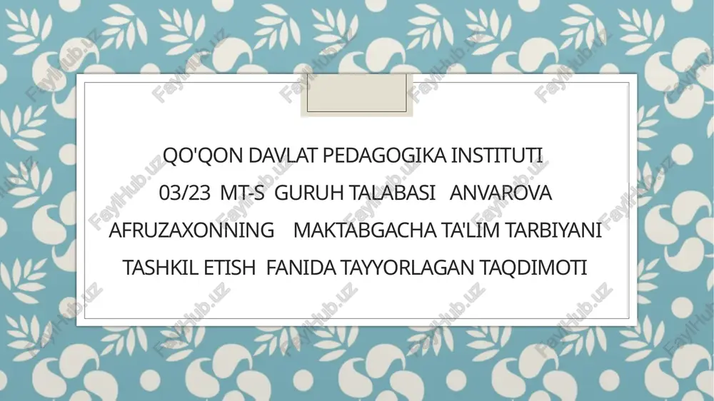 maktabgacha ta'lim nazariyasi — PPTX