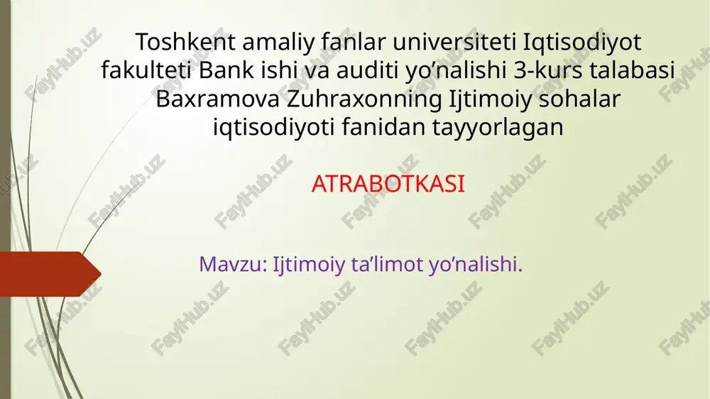 ijtimoiy ta'limot yo'nalishi — PPTX