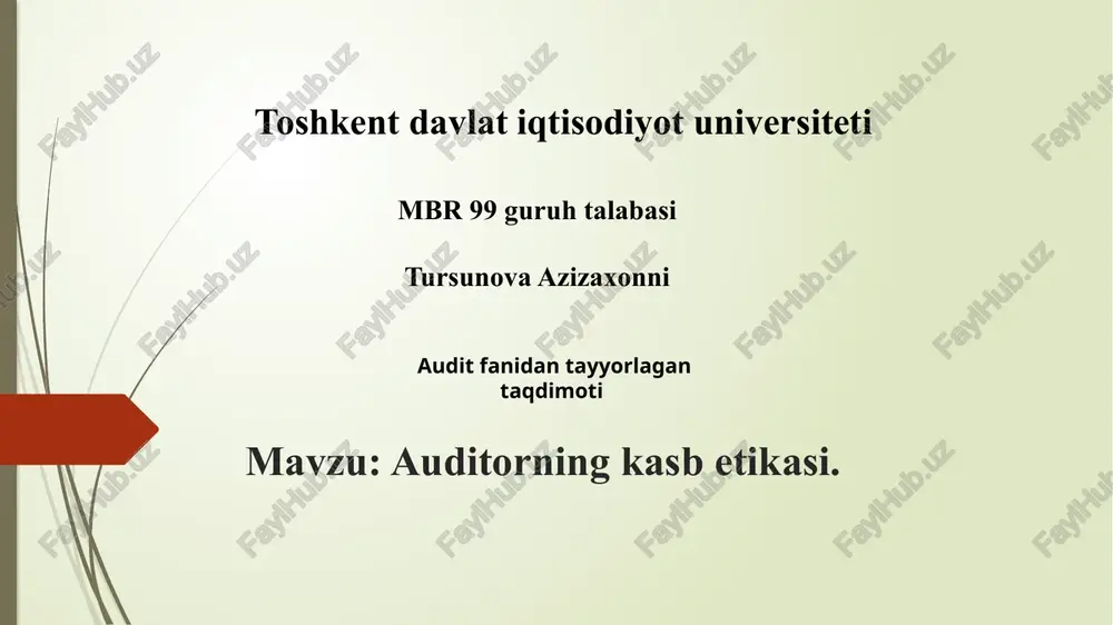 auditorning kasb etikasi — PPTX