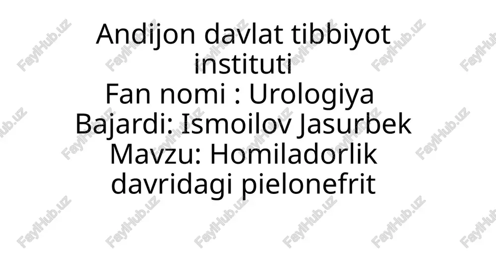homiladorlik davridagi pielonefrit — PPTX