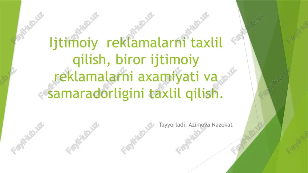 ijtimoiy reklamalarni taxlil qilish — PPTX