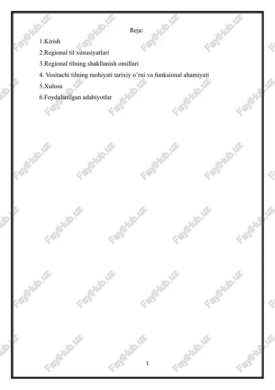 regional til xususiyatlari — DOCX
