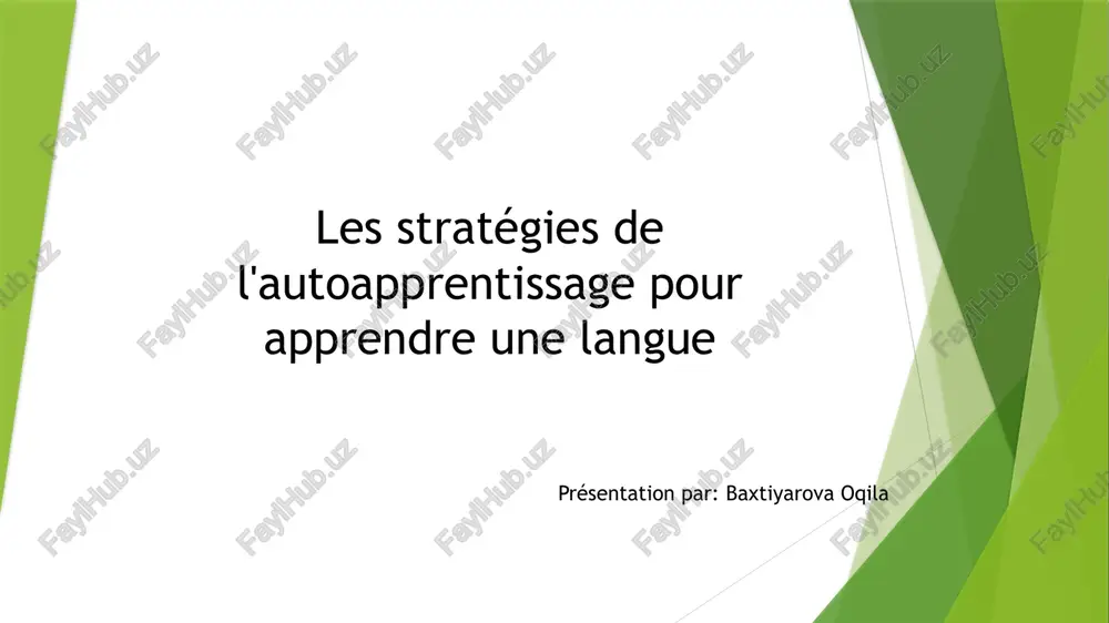les stratégies de l'autoapprentissage pour apprendre une langue — PPTX