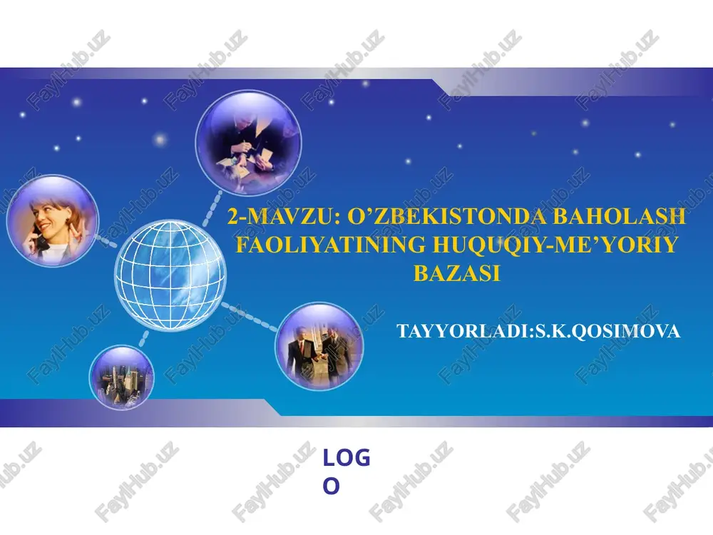 o‘zbekistonda baholash faoliyati — PPT