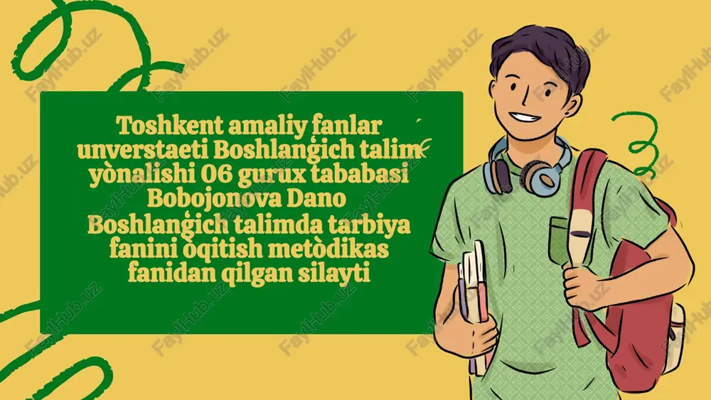 tarbiya fanlaridaoʻquvchilarningoʻzustidaishlashimkoniyatinitashkiletish — PPTX