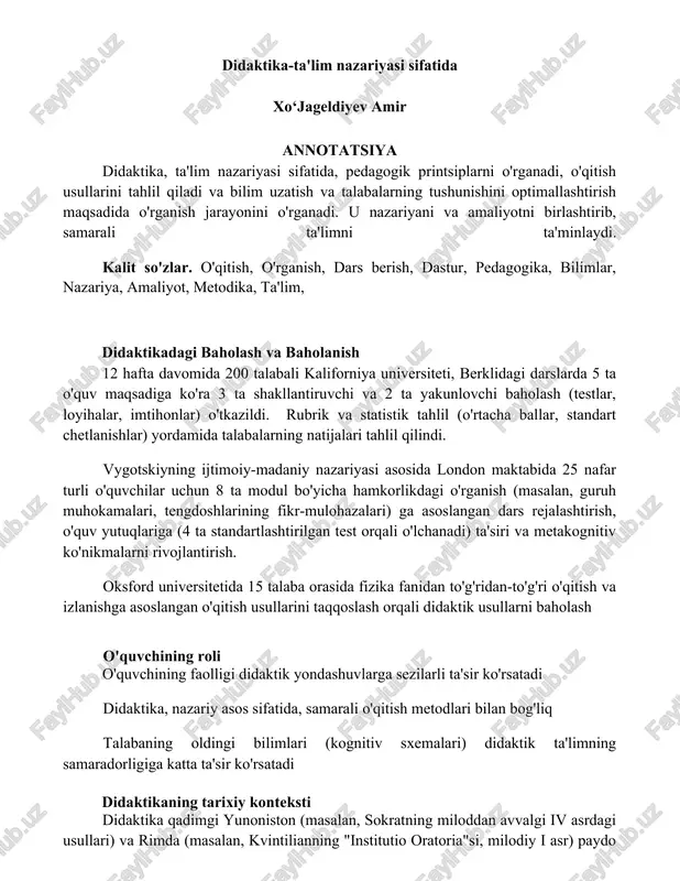 didaktika-ta'lim nazariyasi sifatida — DOCX