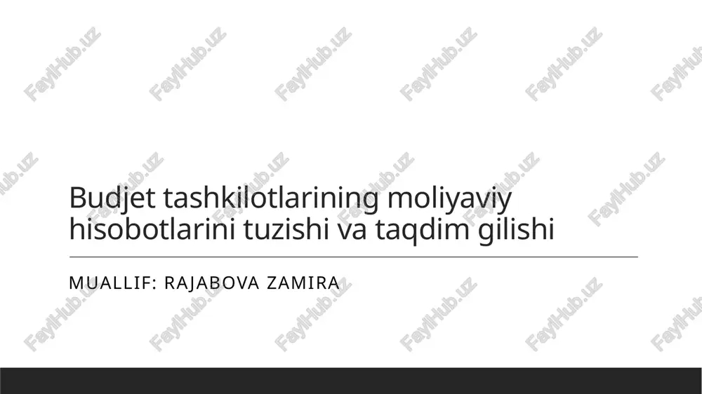 byudjet tashkilotlari va moliyaviy hisobotlar — PPTX