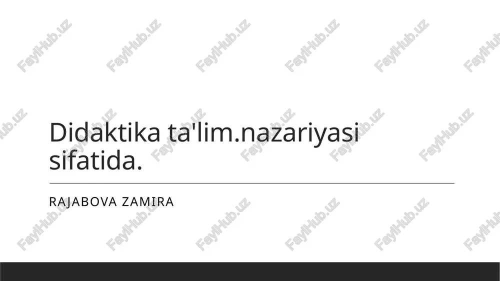 didaktika va ta'lim nazariyasi — PPTX
