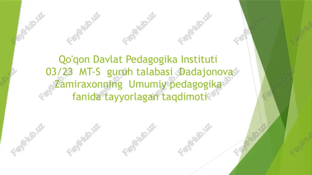 umumiy pedagogikafanida tayyorlagan taqdimoti — PPTX